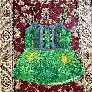 Free People Green Lacey Tank